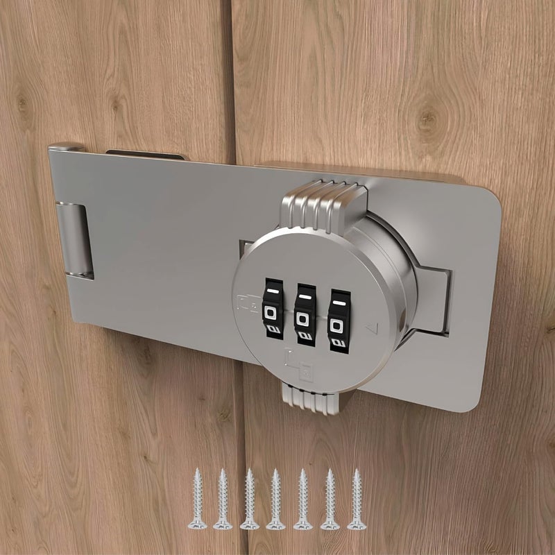 RETRIN Keyless Combination Lock – 3-Digit Combination Lock for Cabinet Doors – Twist Knob Hasp Latch Lock with Password Code – Zinc Alloy Cabinet Door Latch for Kitchen Drawers, Cabinets, Cupboard (Silver) - Image 1